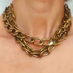Vintage Chunky Multi-Chain Gold Necklace